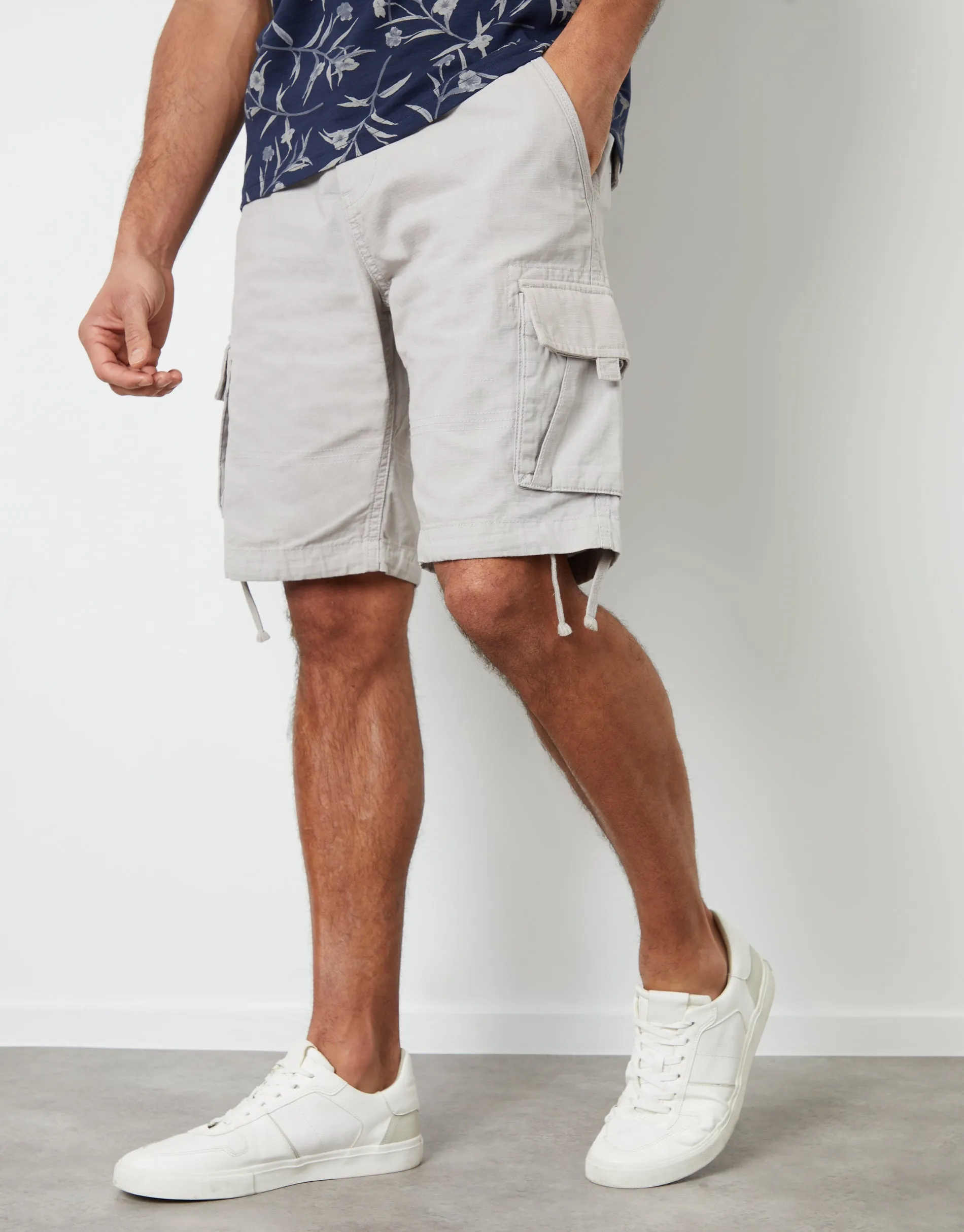Men's Off White Cargo Shorts sold by Threadbare