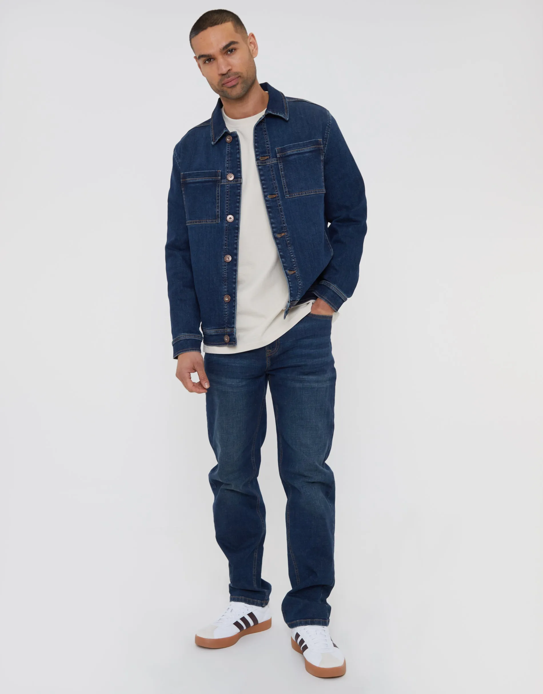 Men's Mid Wash Denim Shacket sold by Threadbare product image thumbnail 4