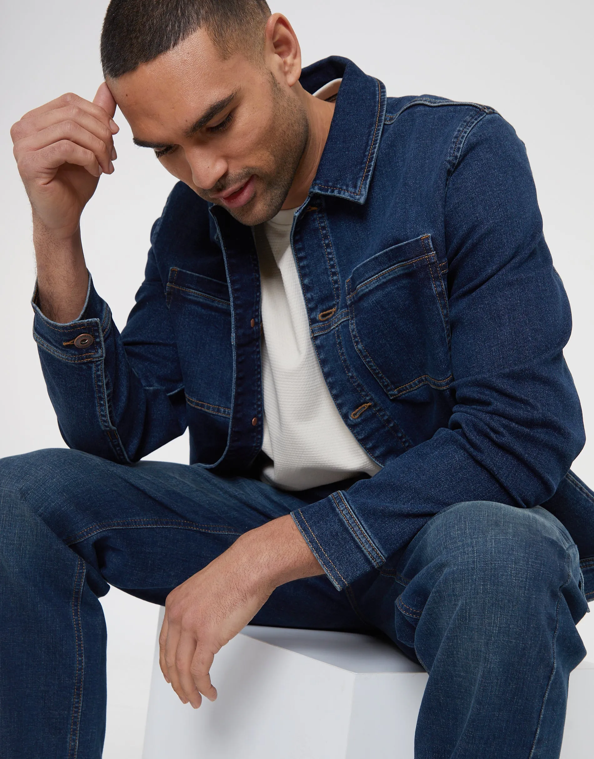 Men's Mid Wash Denim Shacket sold by Threadbare product image thumbnail 3
