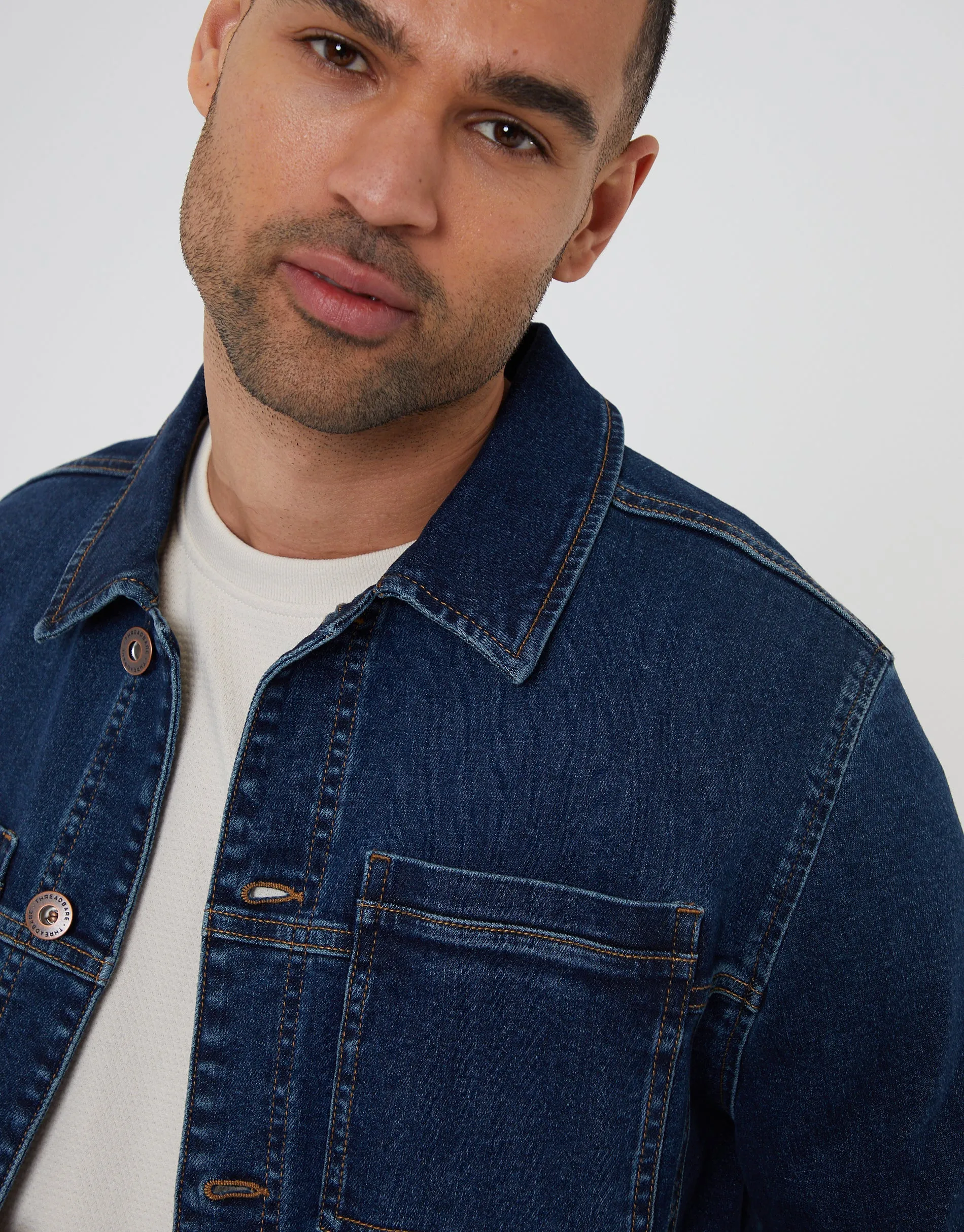 Men's Mid Wash Denim Shacket sold by Threadbare product image thumbnail 5