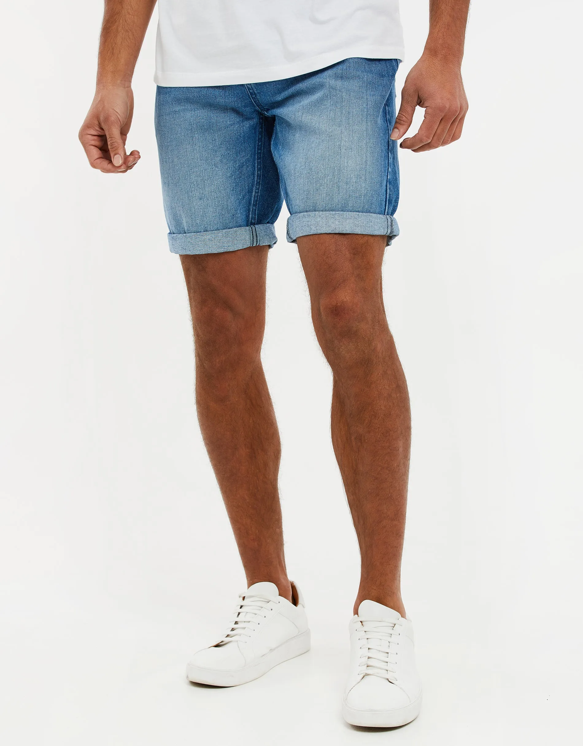 Men's Mid Wash Denim Shorts sold by Threadbare