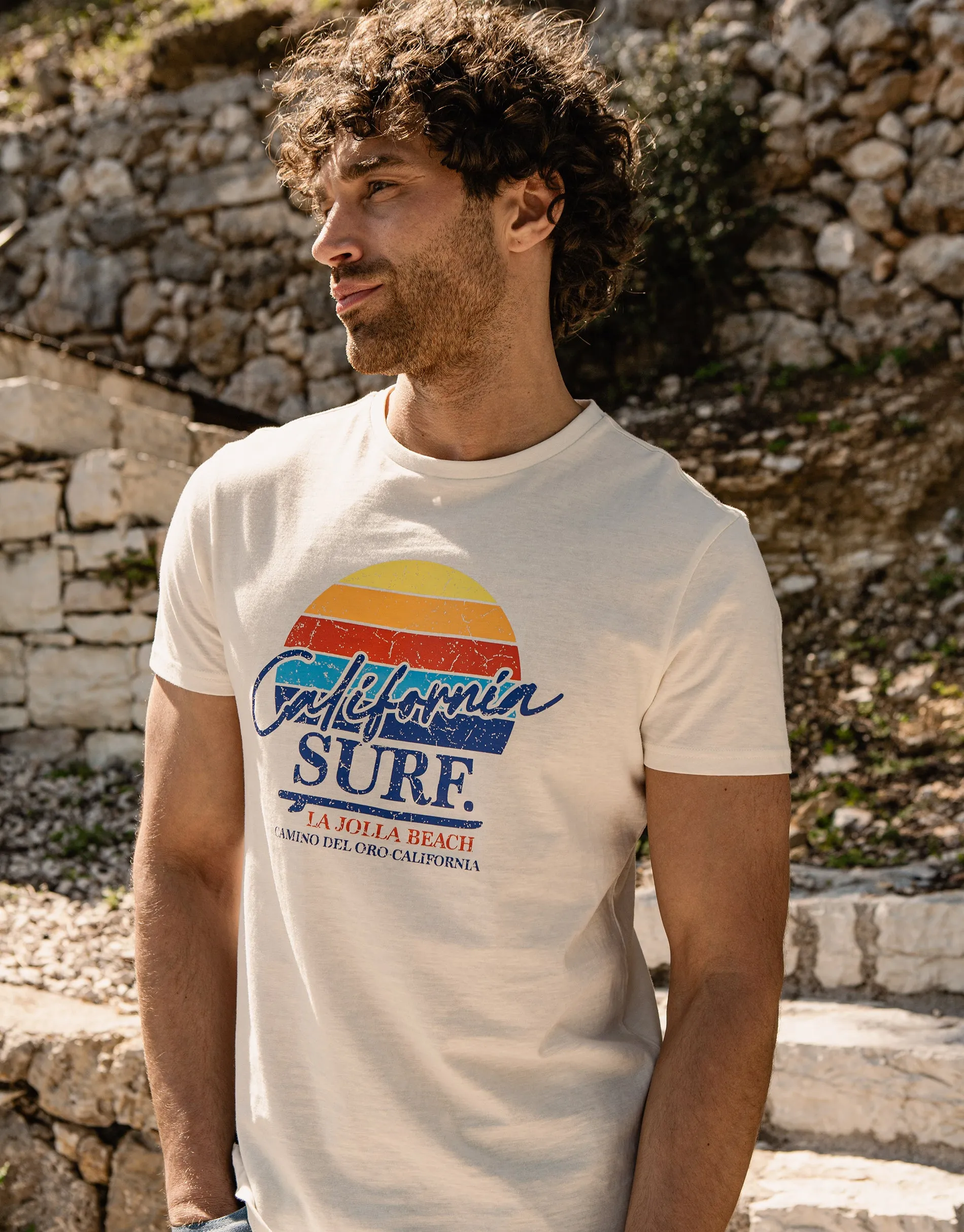 Men's Ecru California Surf Print T-Shirt sold by Threadbare product image thumbnail 4