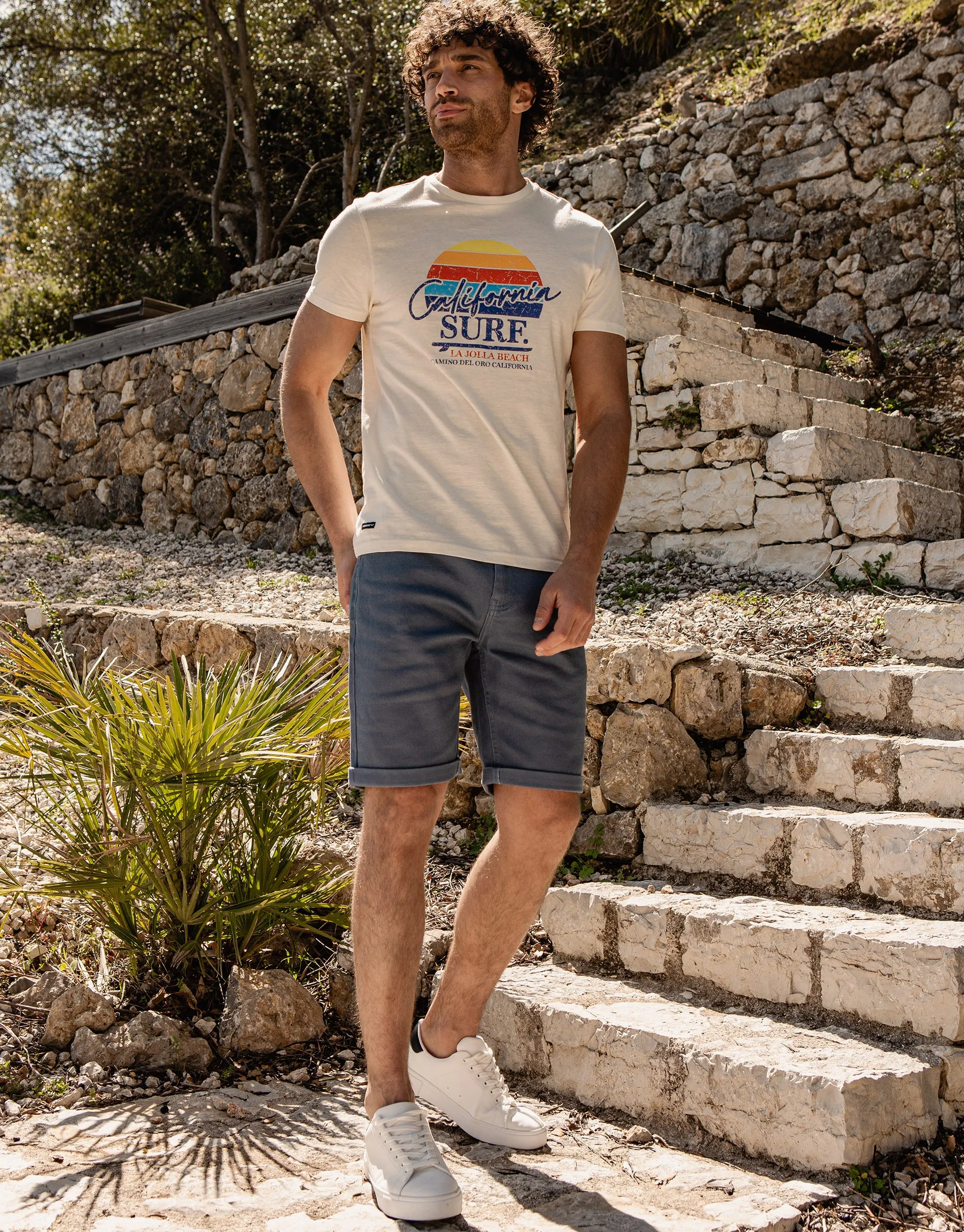 Men's Ecru California Surf Print T-Shirt sold by Threadbare product image thumbnail 2