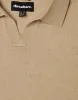Men's Stone Trophy Neck Knitted Polo sold by Threadbare
