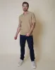 Men's Stone Trophy Neck Knitted Polo sold by Threadbare
