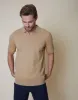 Men's Stone Trophy Neck Knitted Polo sold by Threadbare