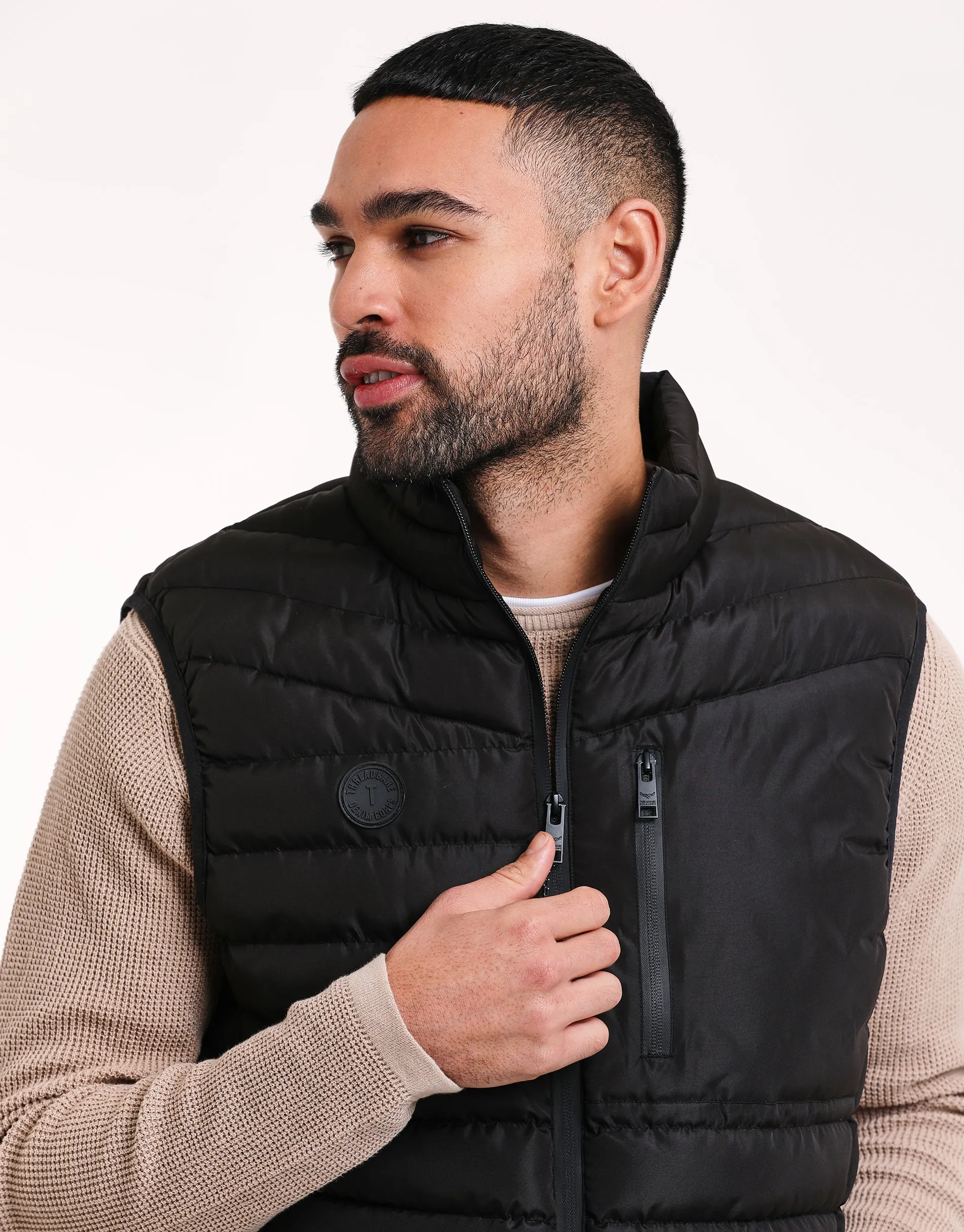 Men's Black Padded Gilet sold by Threadbare product image thumbnail 4