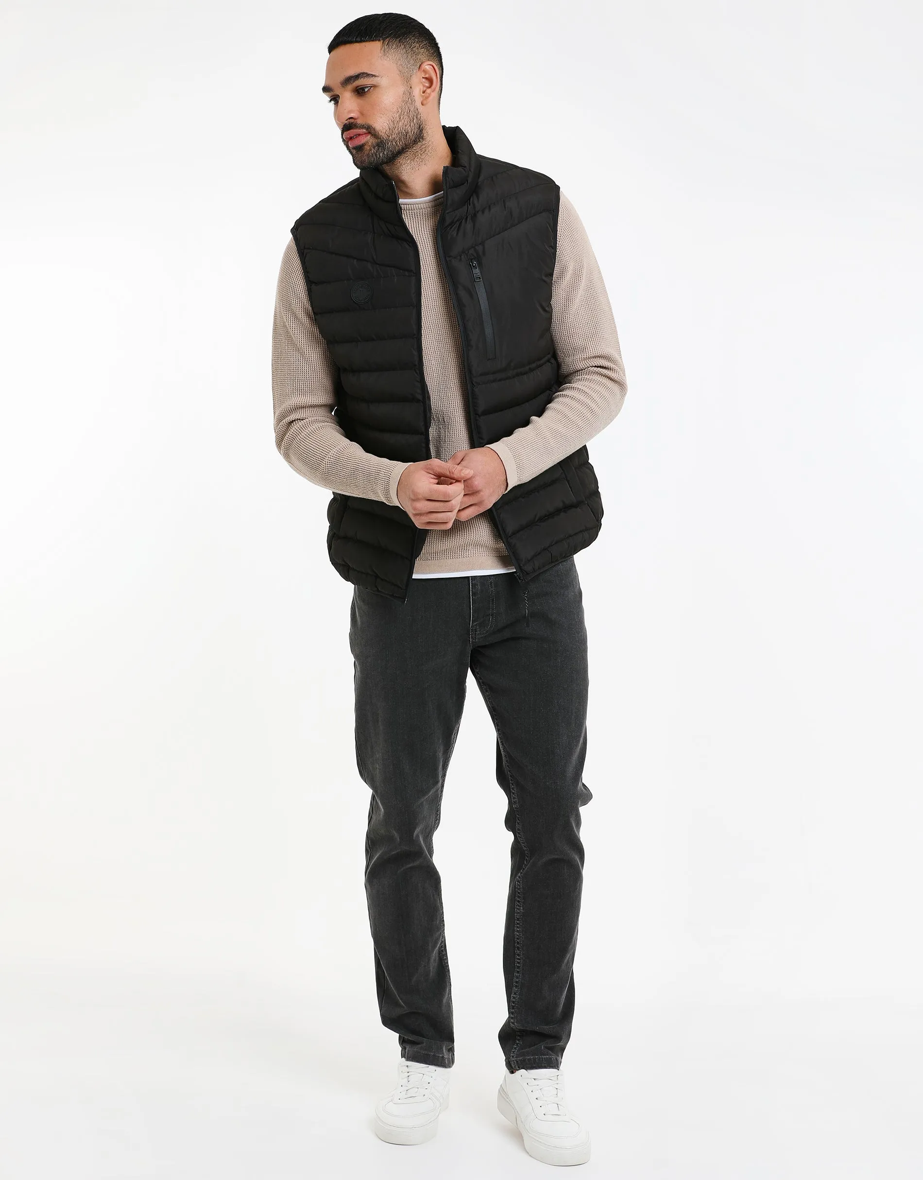 Men's Black Padded Gilet sold by Threadbare product image thumbnail 3