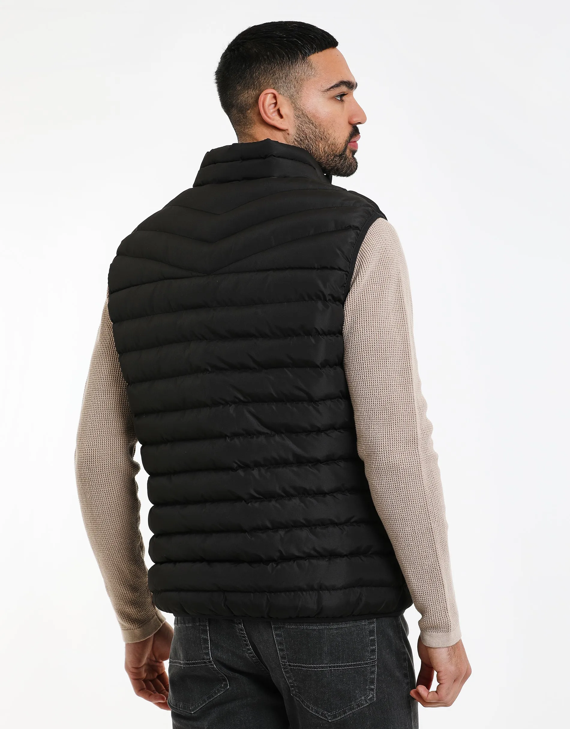 Men's Black Padded Gilet sold by Threadbare product image thumbnail 2