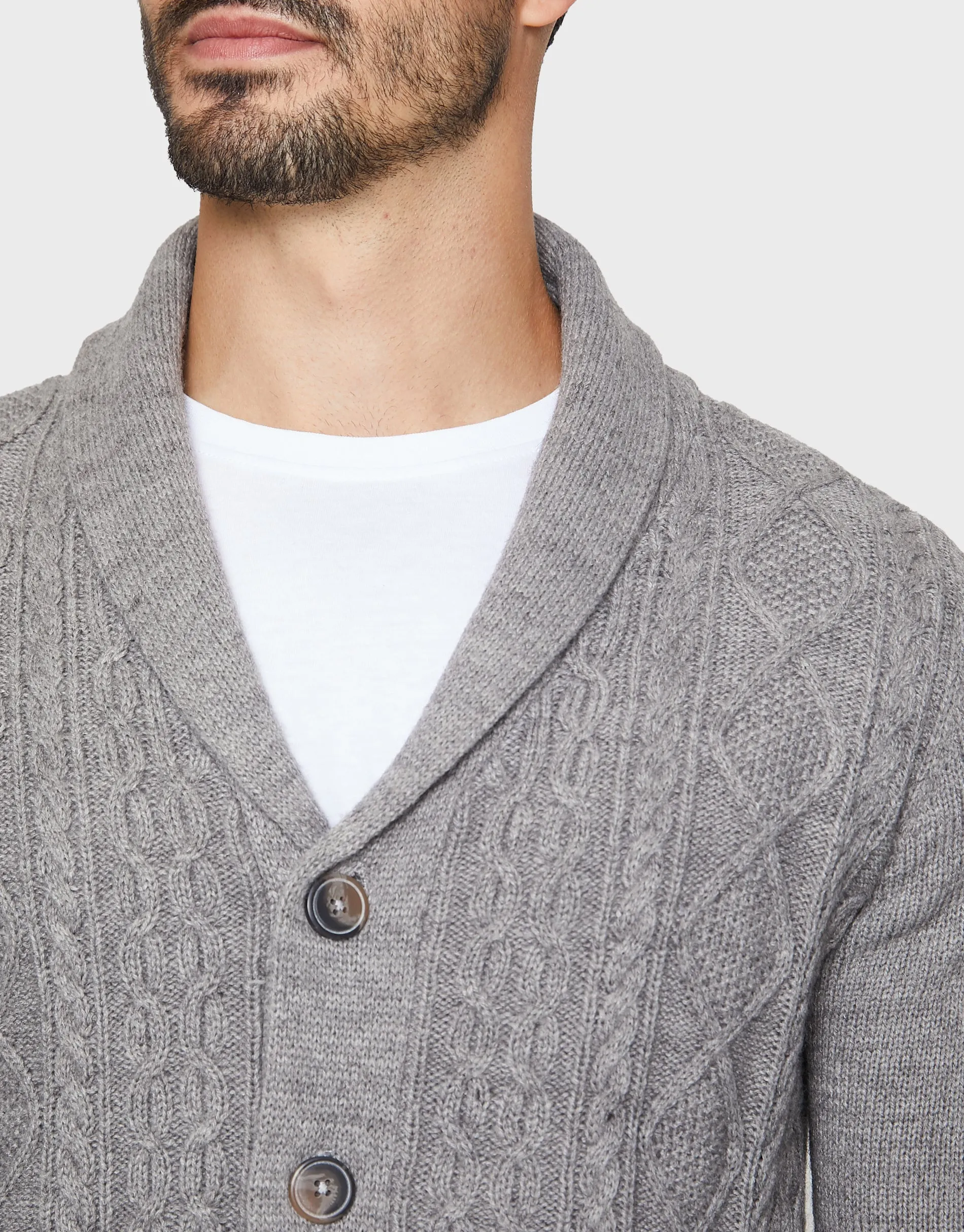 Men's Light Grey Marl Shawl Cardigan sold by Threadbare product image thumbnail 4