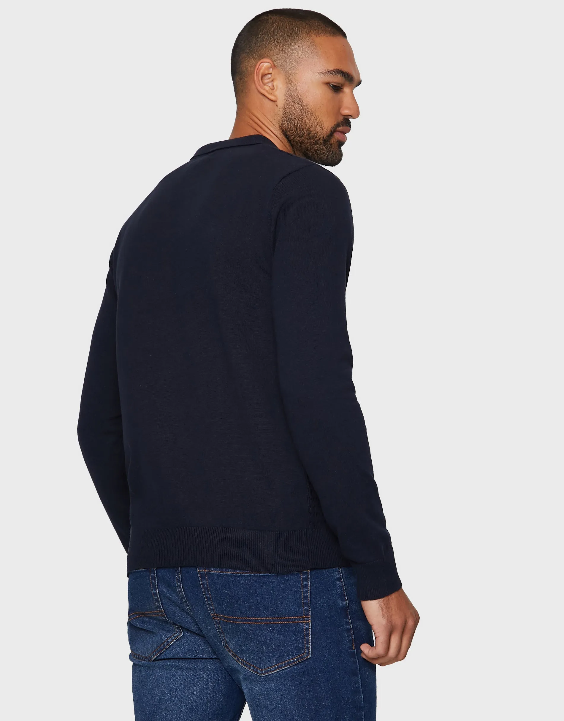 Men's Navy Polo Neck Jumper sold by Threadbare product image thumbnail 2