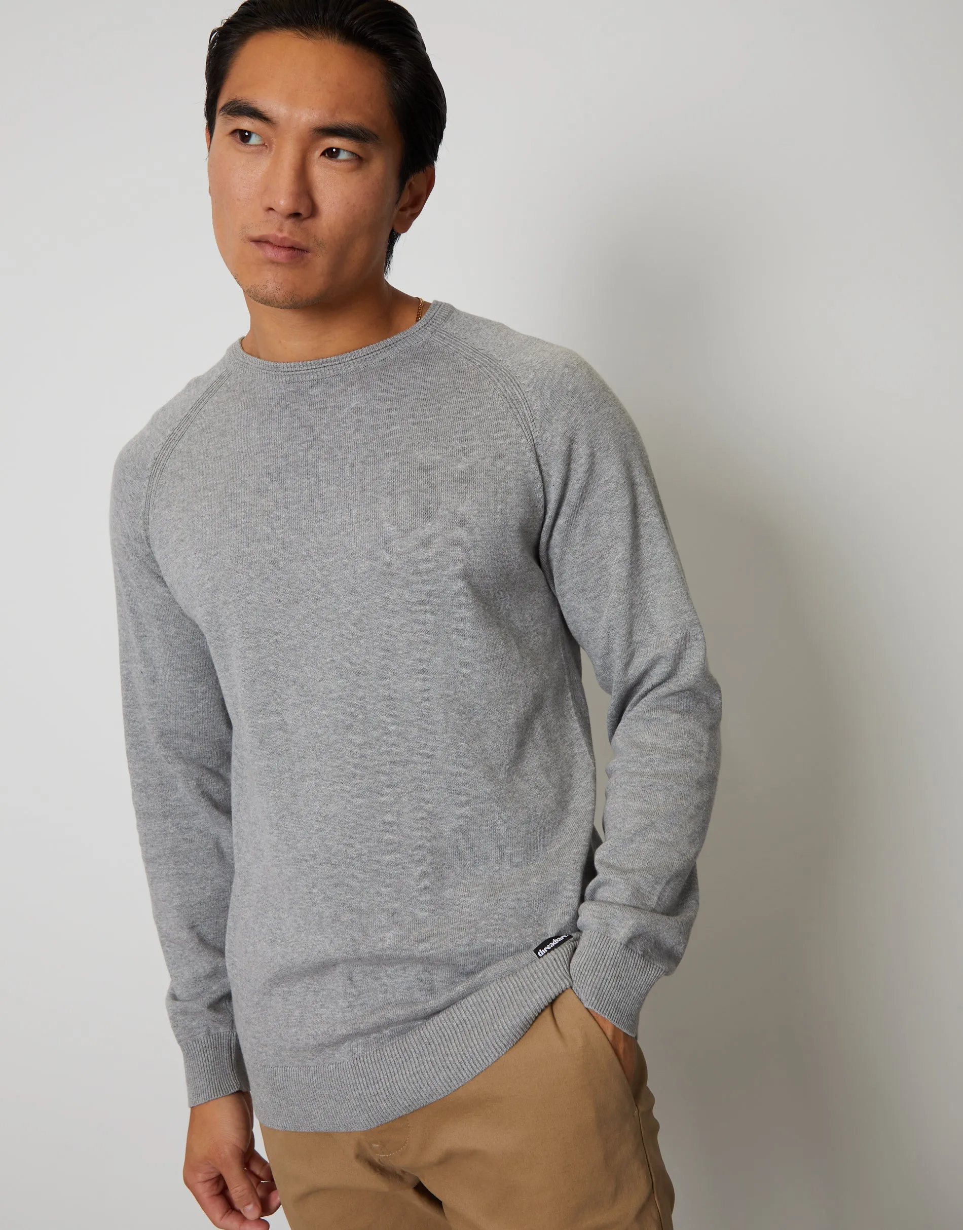 Threadbare Men's Grey Marl Crew Neck Knitted Jumper sold by Threadbare