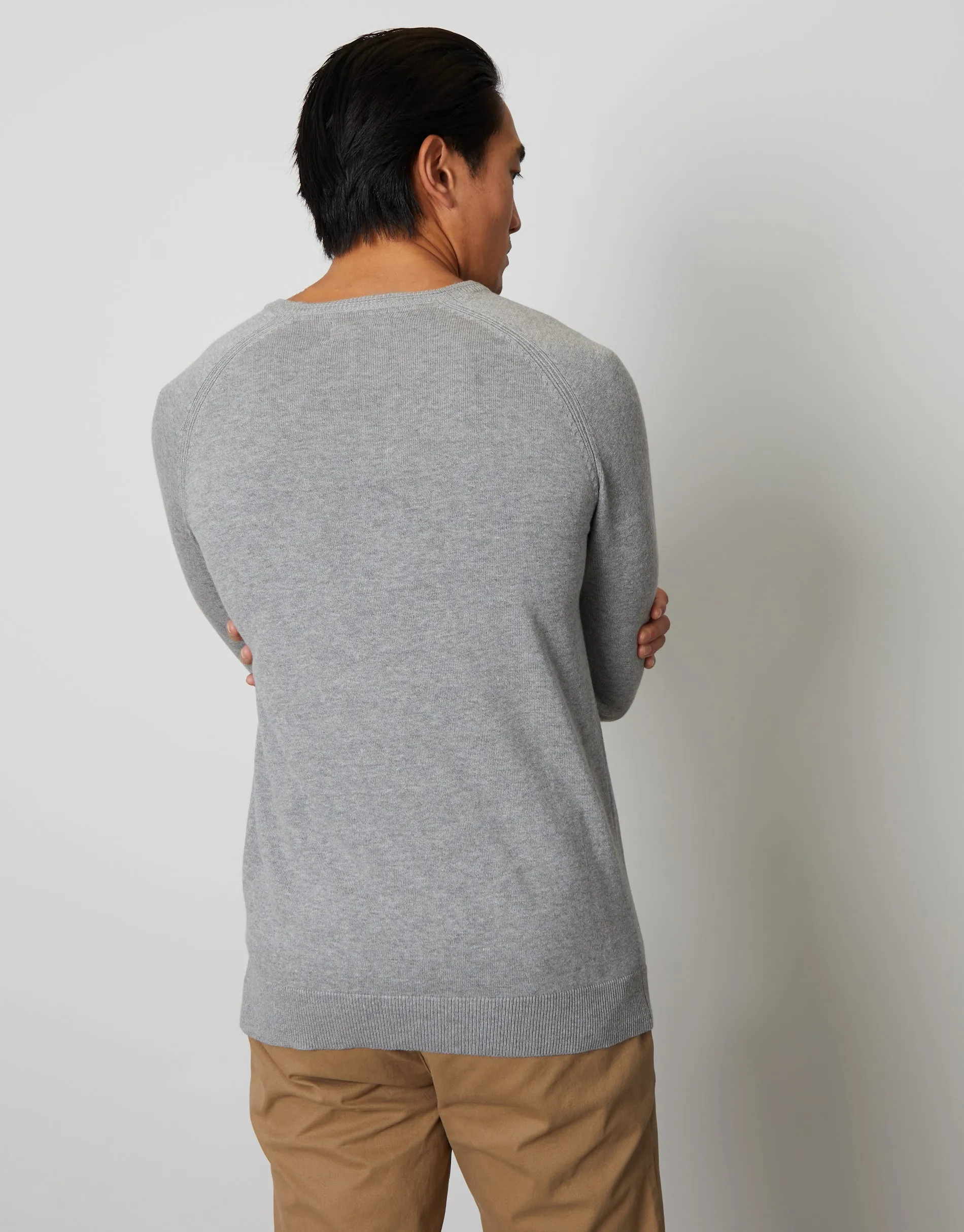 Threadbare Men's Grey Marl Crew Neck Knitted Jumper sold by Threadbare product image thumbnail 2