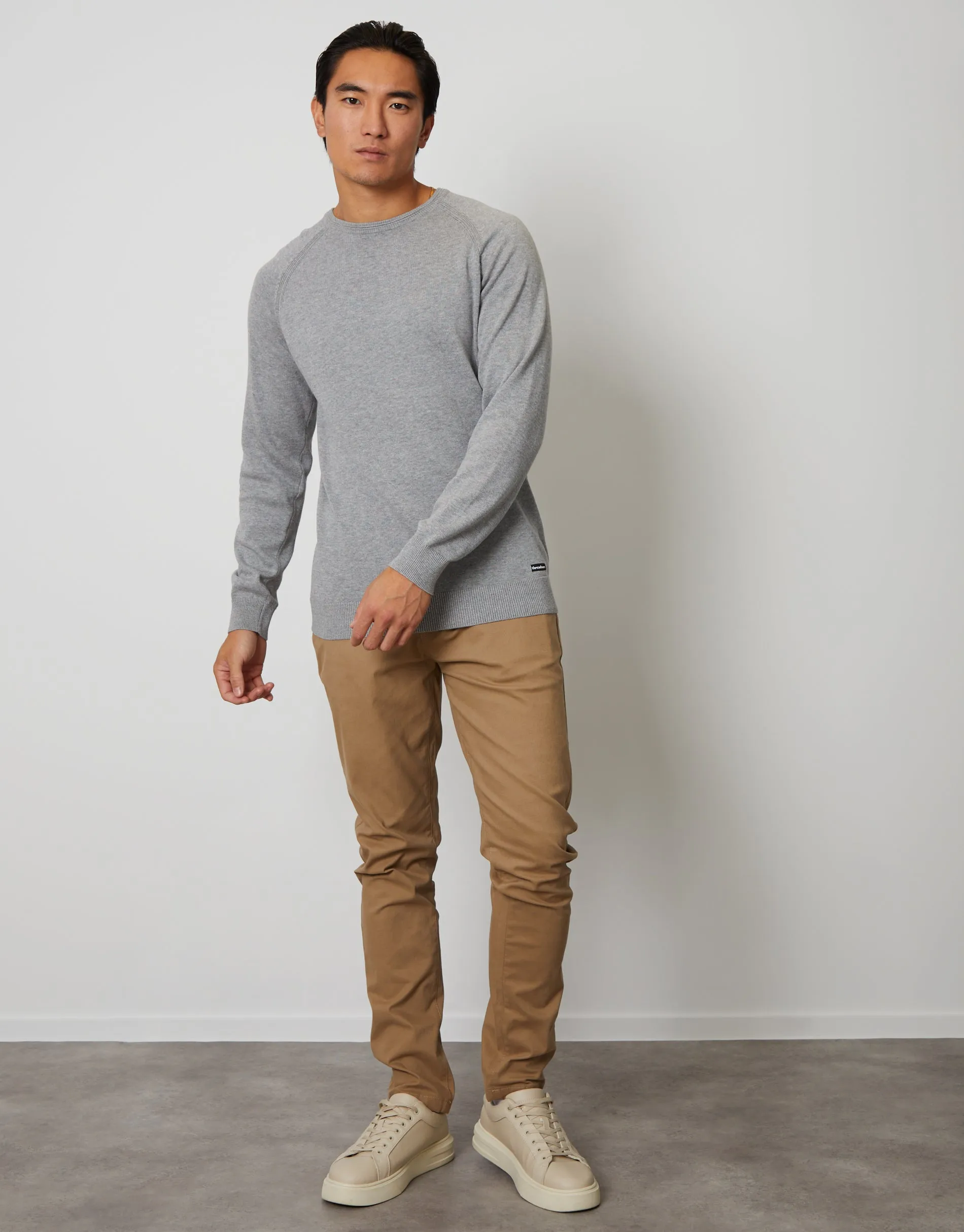 Threadbare Men's Grey Marl Crew Neck Knitted Jumper sold by Threadbare product image thumbnail 3