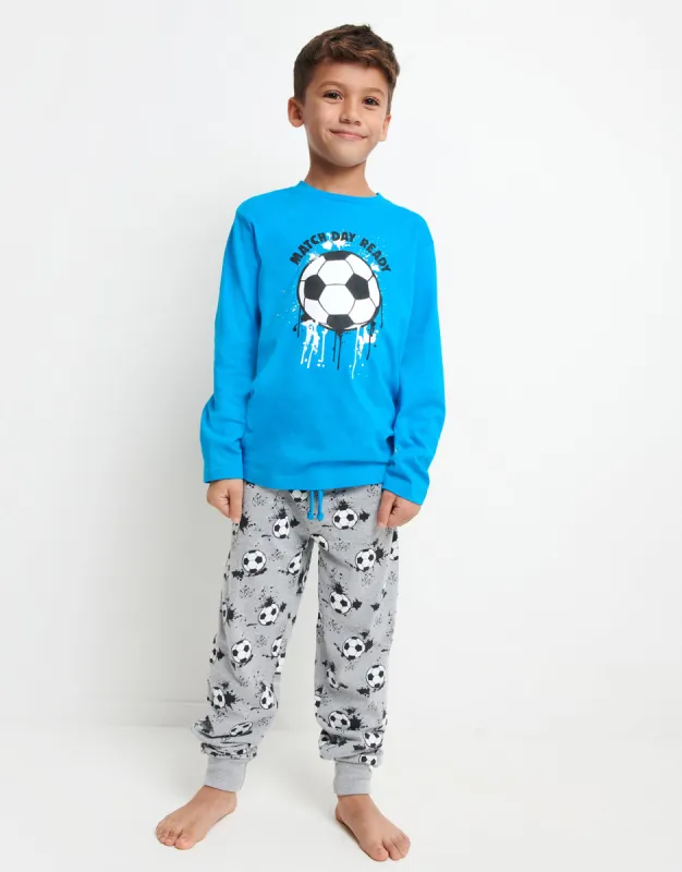 Boys' Blue Football Pyjamas (2-Piece Set) sold by Threadbare
