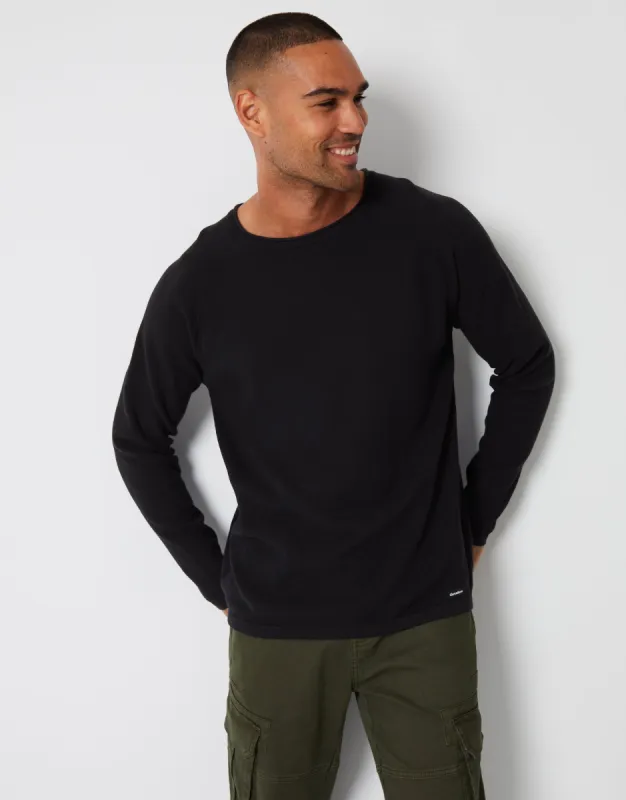 Men's Black Knit Crew Neck Jumper sold by Threadbare