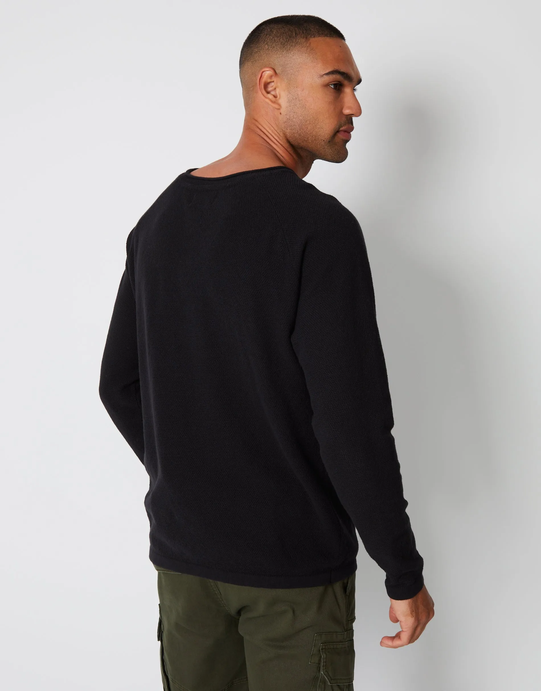 Men's Black Knit Crew Neck Jumper sold by Threadbare product image thumbnail 2
