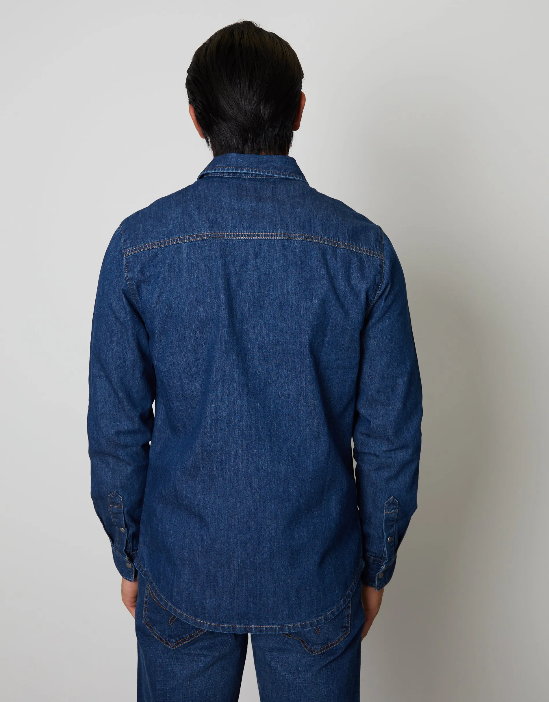 Threadbare Men's Mid Wash Denim Long Sleeve Shirt sold by Threadbare product image thumbnail 2