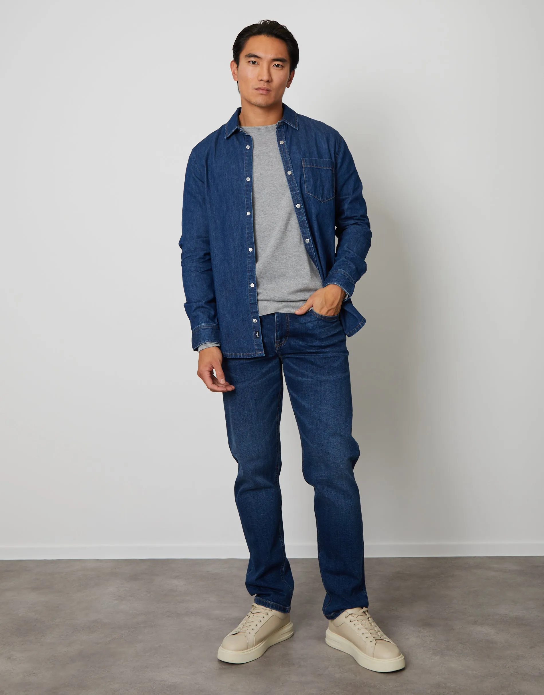 Threadbare Men's Mid Wash Denim Long Sleeve Shirt sold by Threadbare product image thumbnail 3