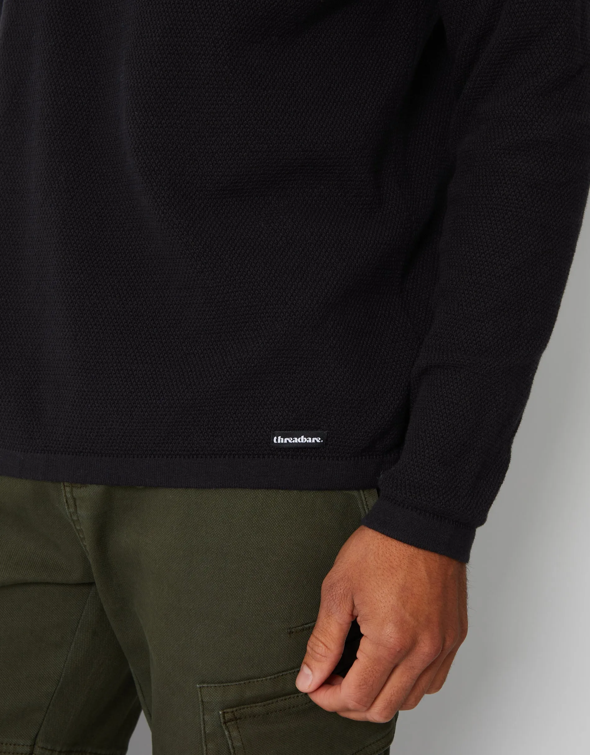 Men's Black Knit Crew Neck Jumper sold by Threadbare product image thumbnail 4