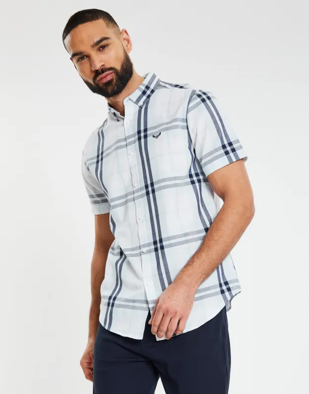 Men's Light Blue Check Short Sleeve Shirt sold by Threadbare