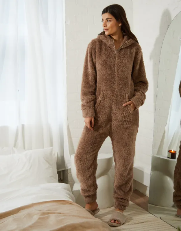 Women's Brown Fluffy Teddy Bear All-In-One sold by Threadbare