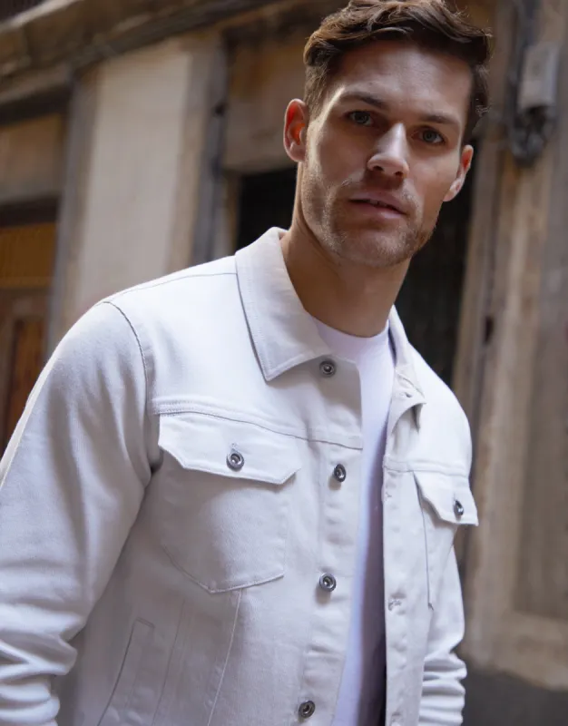 Men's Ecru Cotton Twill Denim Style Jacket sold by Threadbare