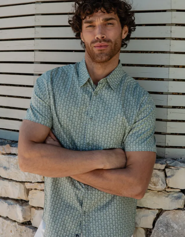Men's Sage Pineapple Print Short Sleeve Shirt sold by Threadbare