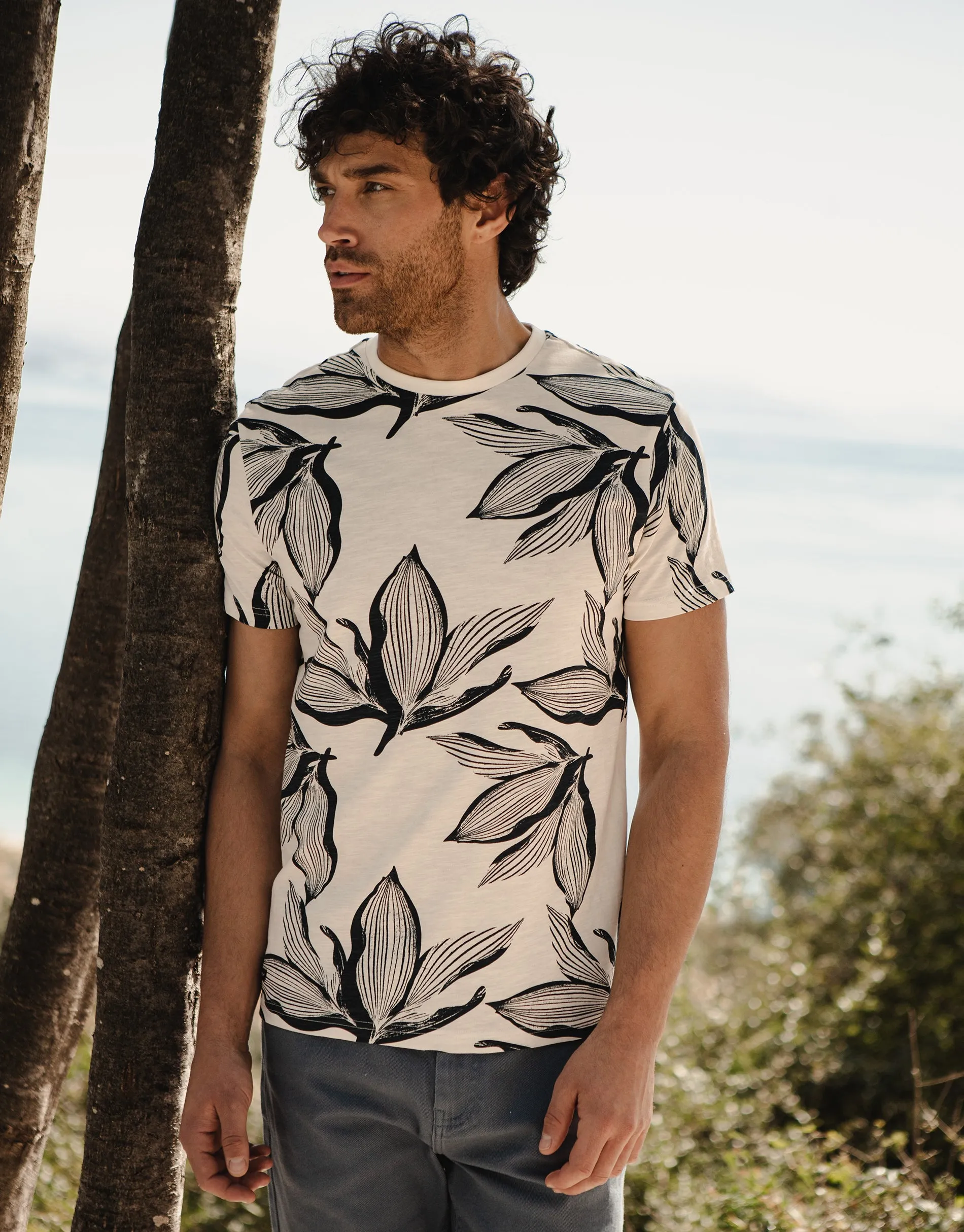 Men's Ecru Floral Print T-Shirt sold by Threadbare product image thumbnail 3