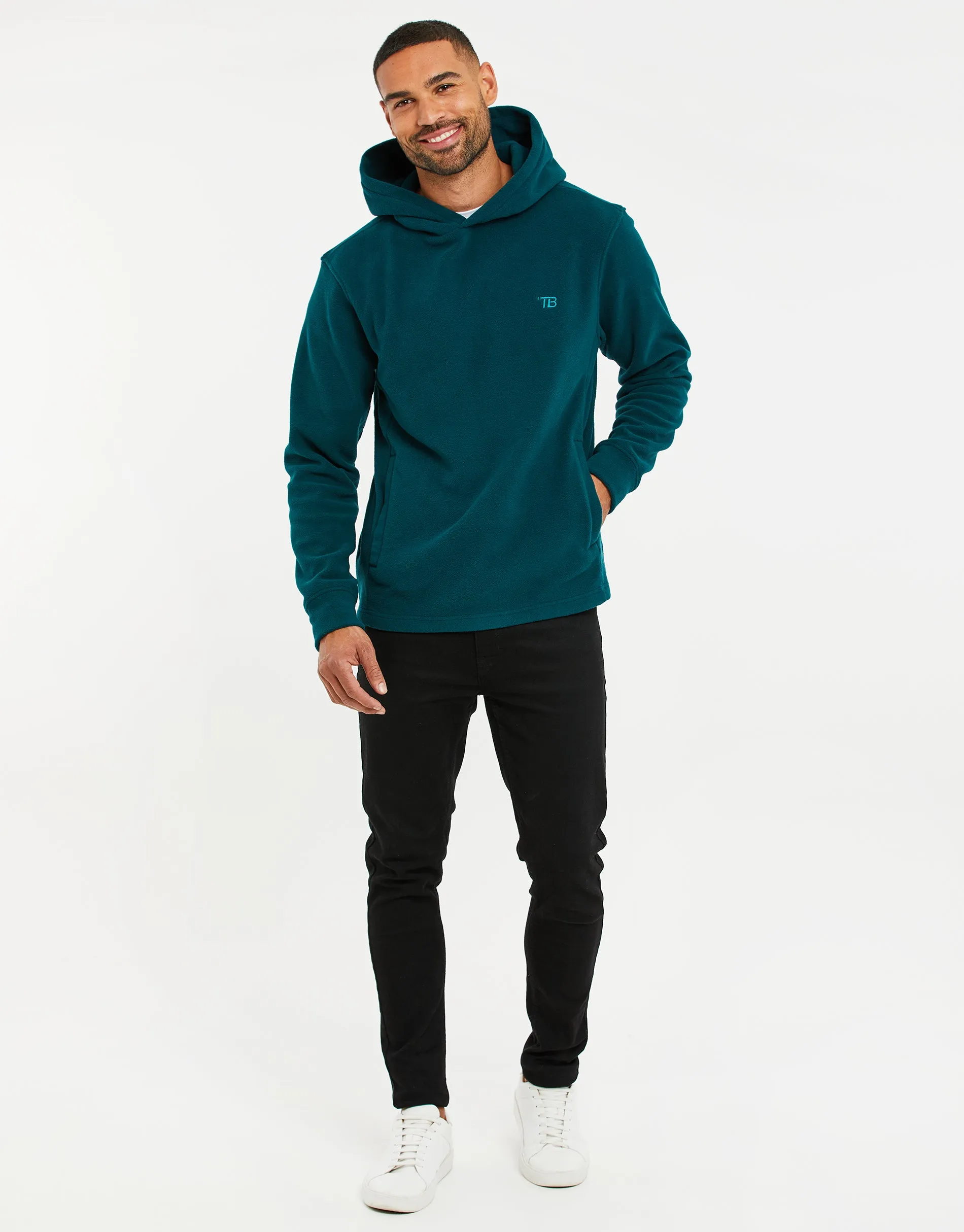 Teal Green Microfleece Overhead Hoodie sold by Threadbare product image thumbnail 3