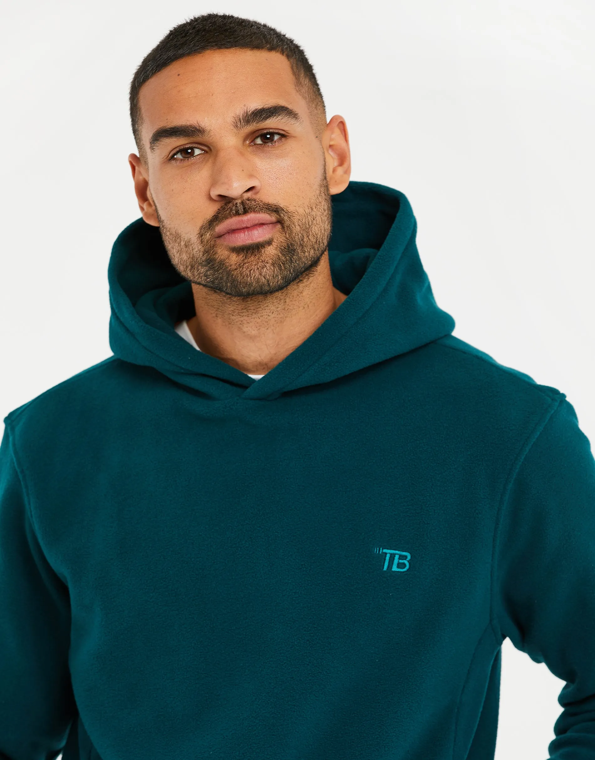 Teal Green Microfleece Overhead Hoodie sold by Threadbare product image thumbnail 4