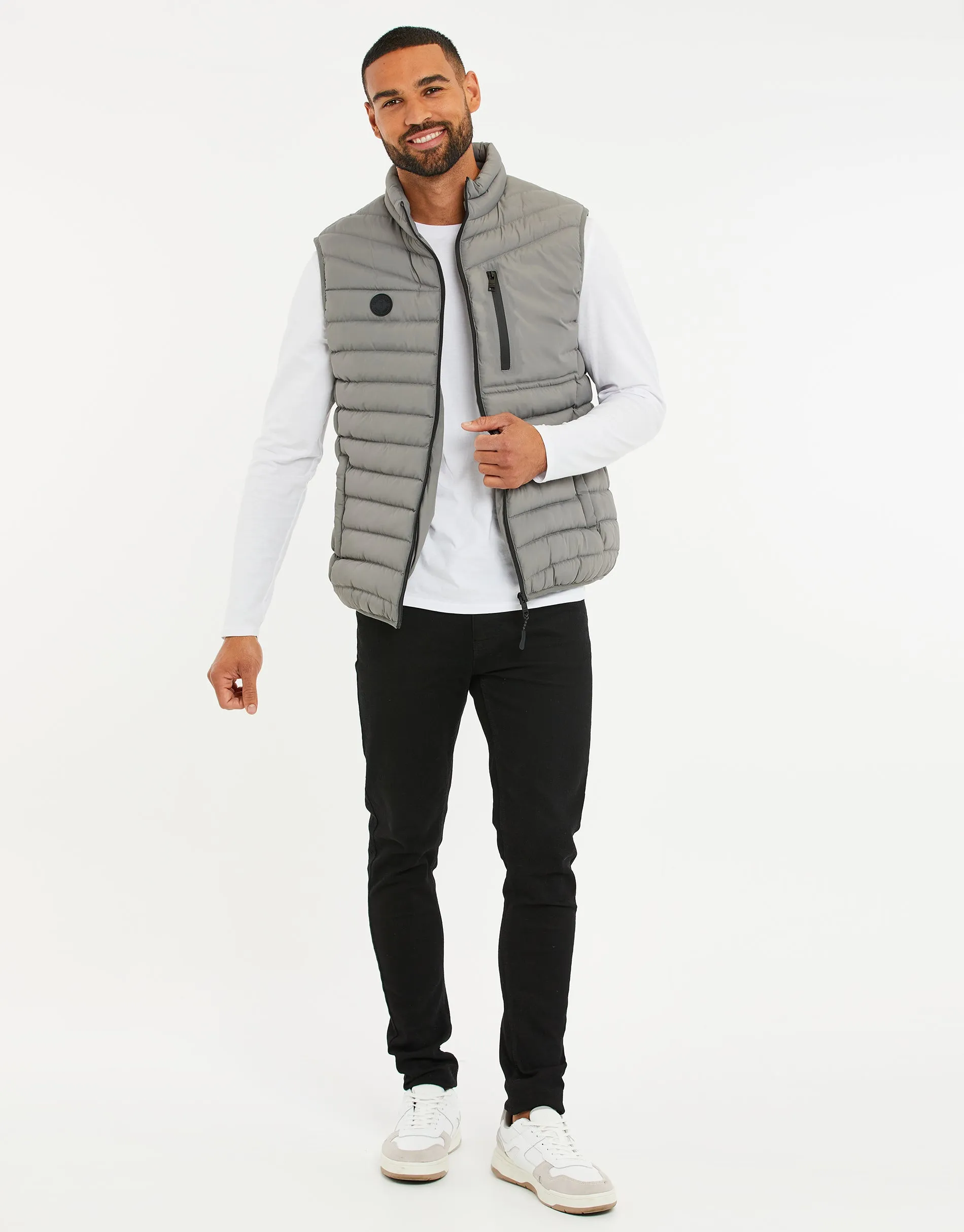 Men's Grey Padded Gilet sold by Threadbare product image thumbnail 3