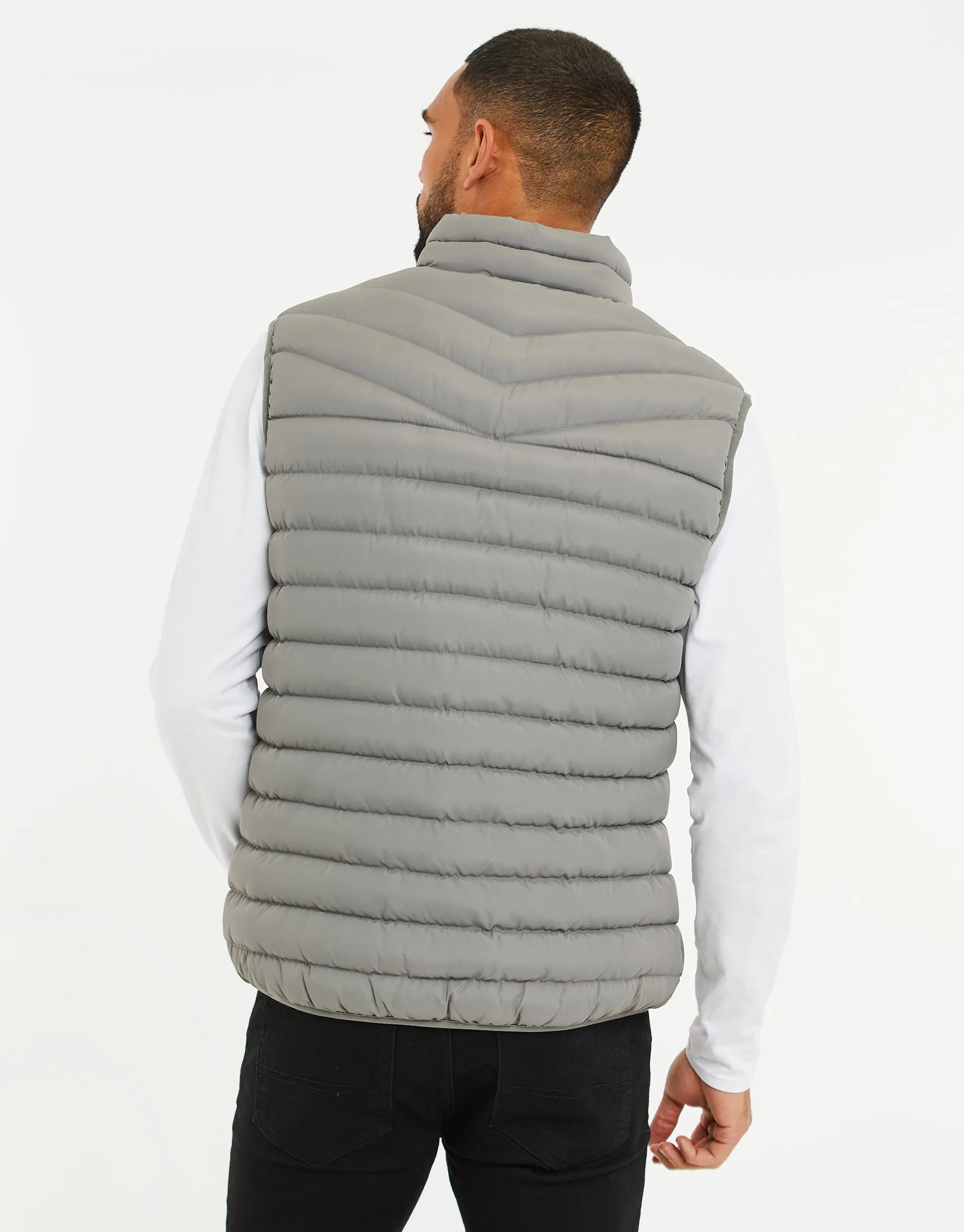Men's Grey Padded Gilet sold by Threadbare product image thumbnail 2