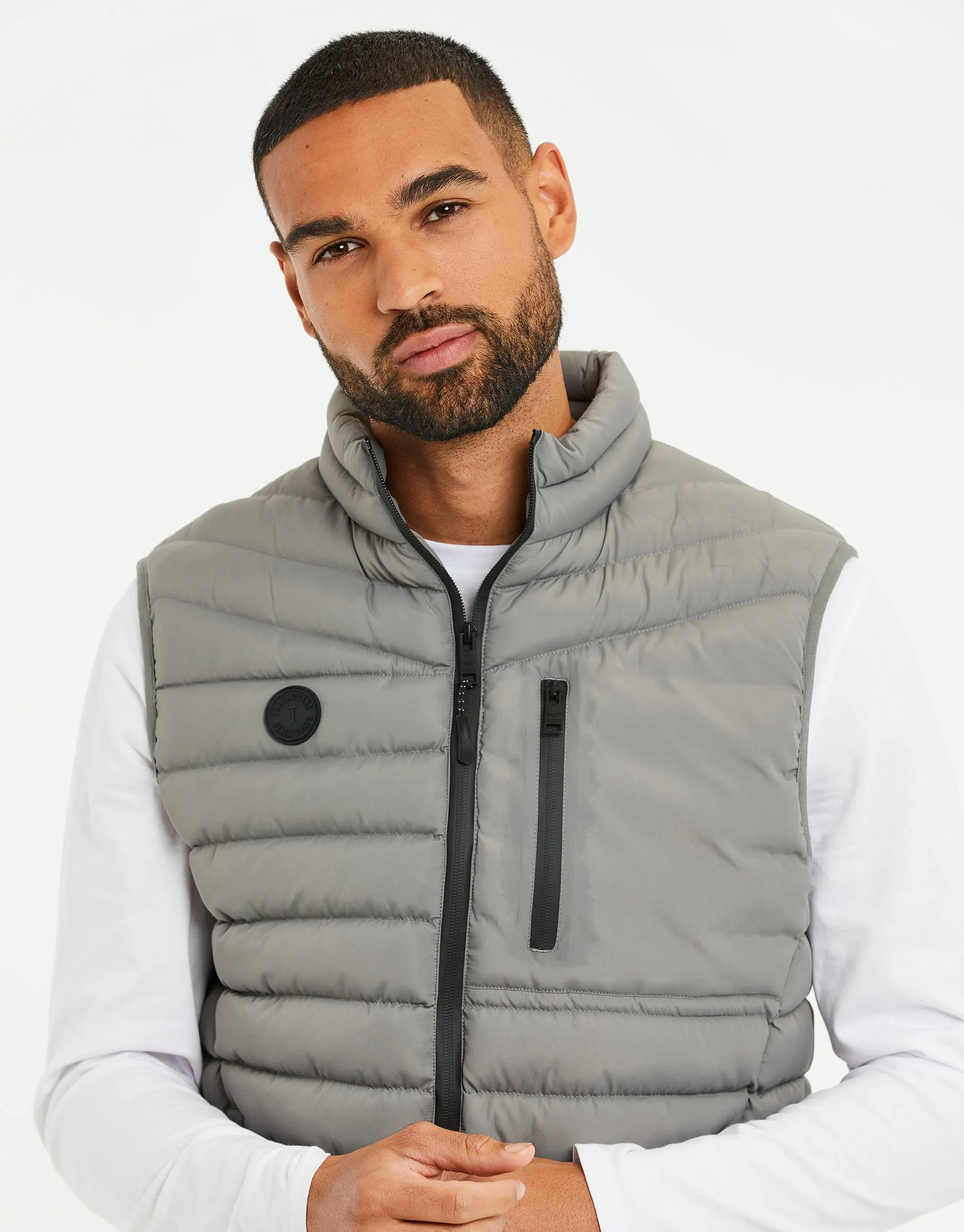 Men's Grey Padded Gilet sold by Threadbare product image thumbnail 4
