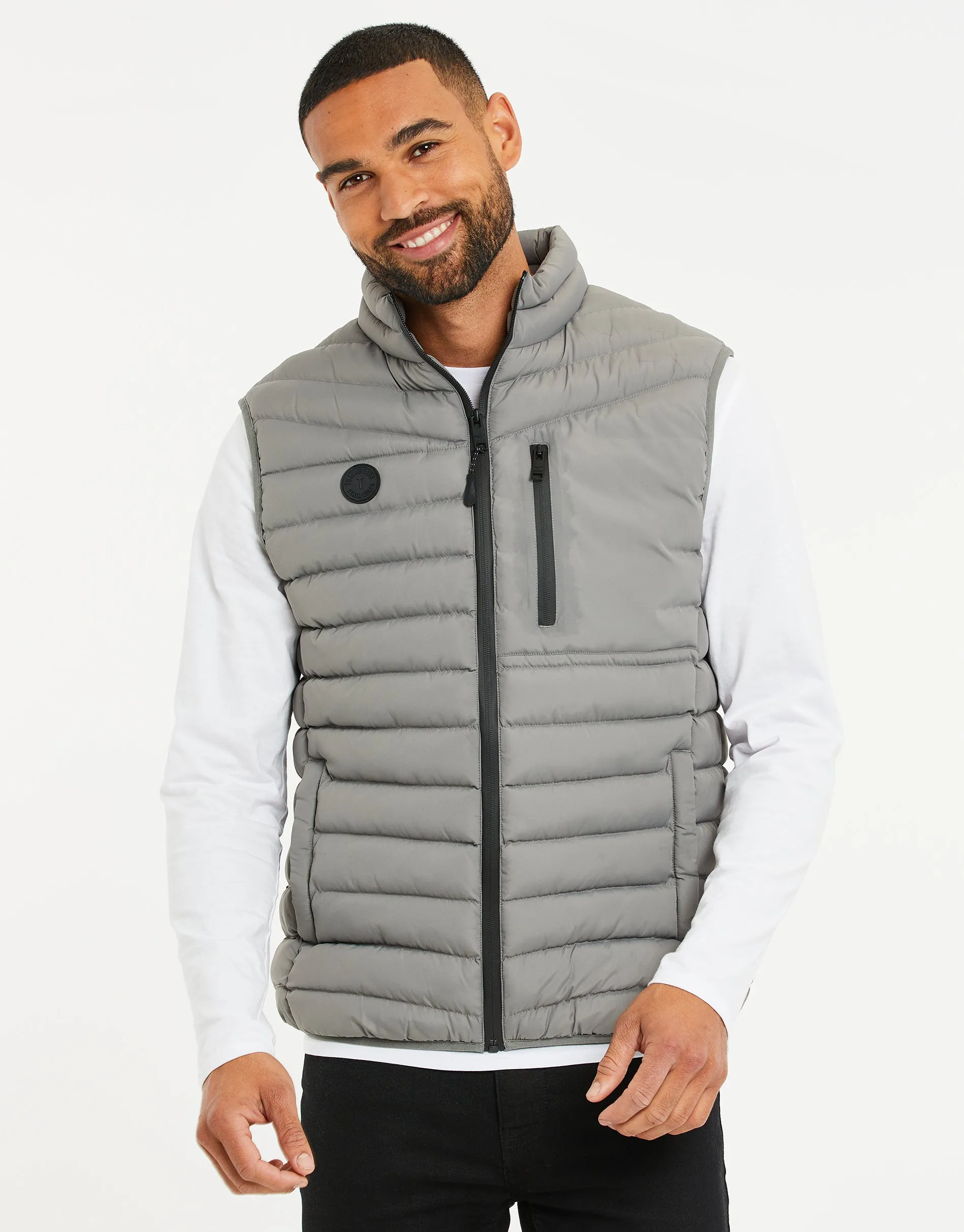 Men's Grey Padded Gilet sold by Threadbare