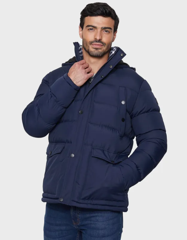 Men's Navy Padded Jacket sold by Threadbare