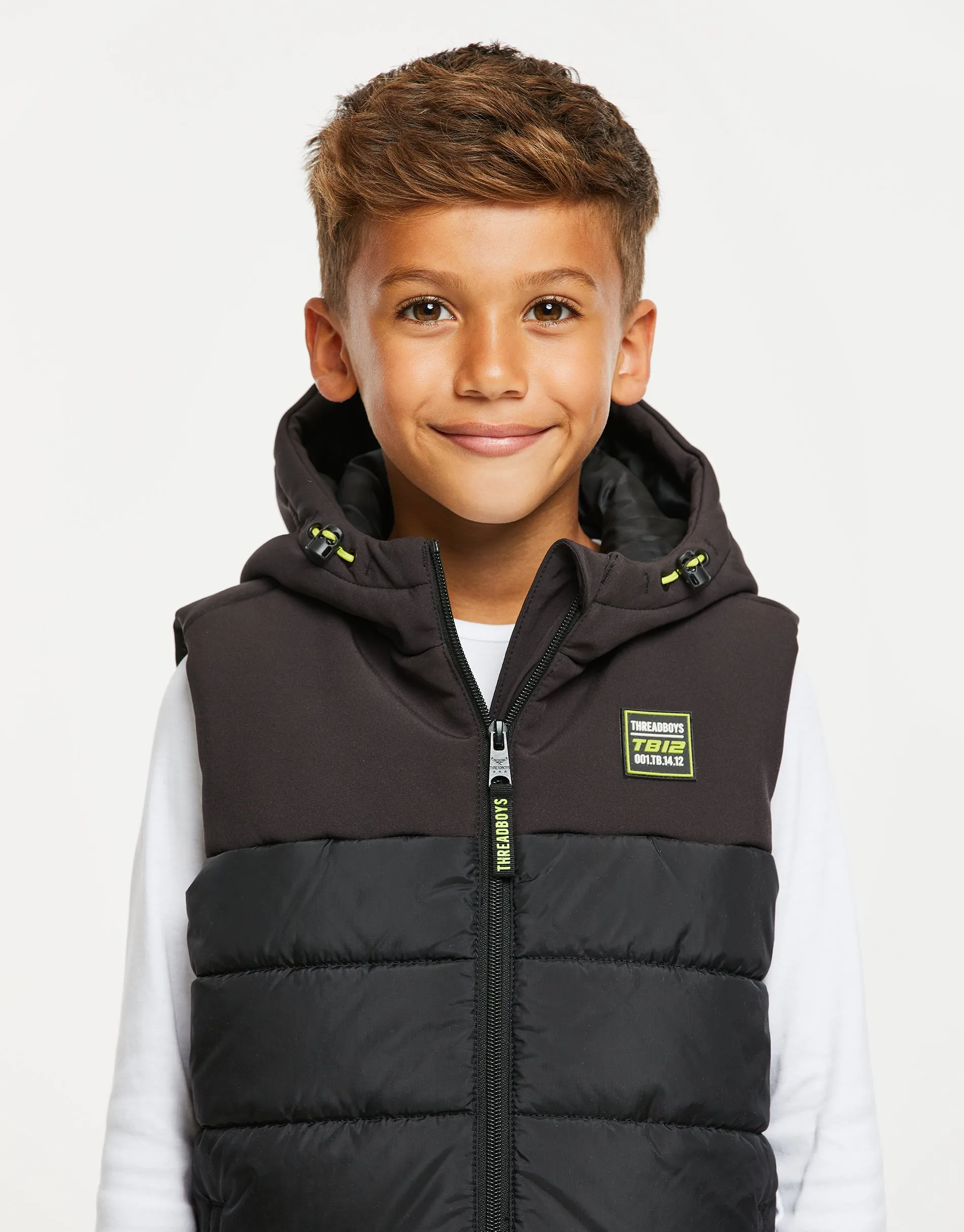 Boys' Black Padded Hooded Gilet sold by Threadbare product image thumbnail 4