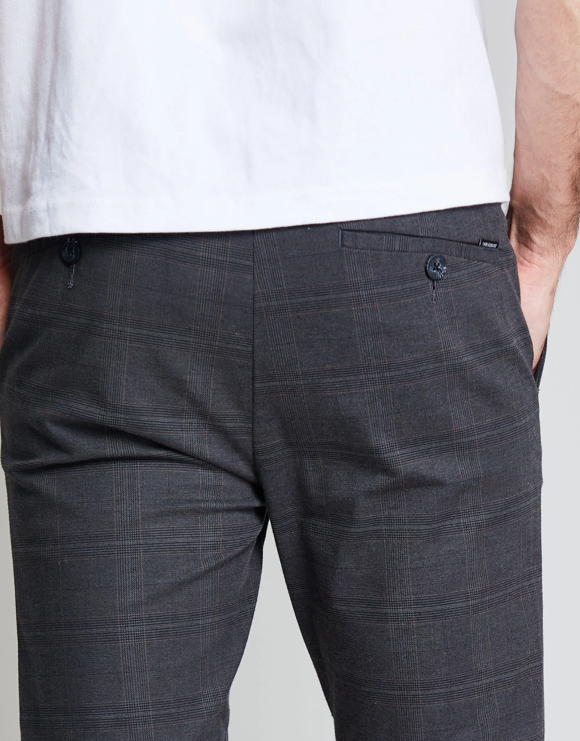 Threadbare Luxe Men's Black Check Stretch Chino Trousers sold by Threadbare product image thumbnail 4