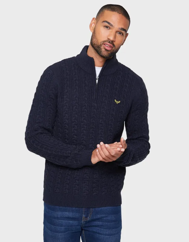 Men's Navy Quarter Zip Jumper sold by Threadbare