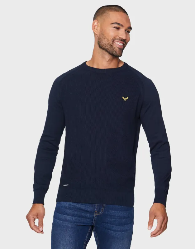 Men's Navy Textured Jumper sold by Threadbare