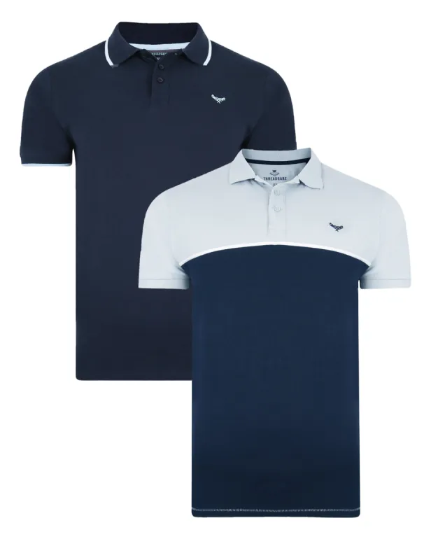 Men's Navy Short Sleeve Polo Shirts (2 Pack) sold by Threadbare