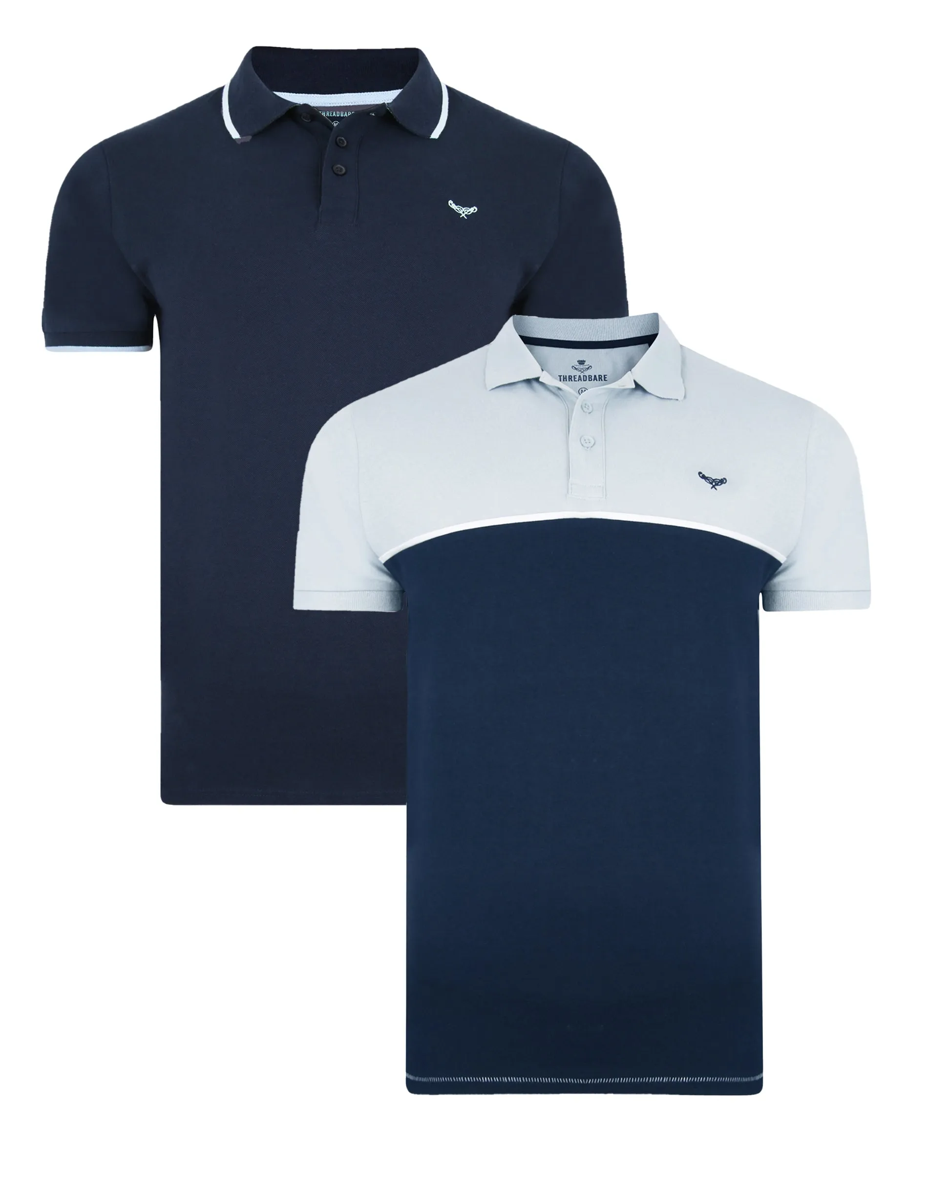 Men's Navy Short Sleeve Polo Shirts (2 Pack) sold by Threadbare