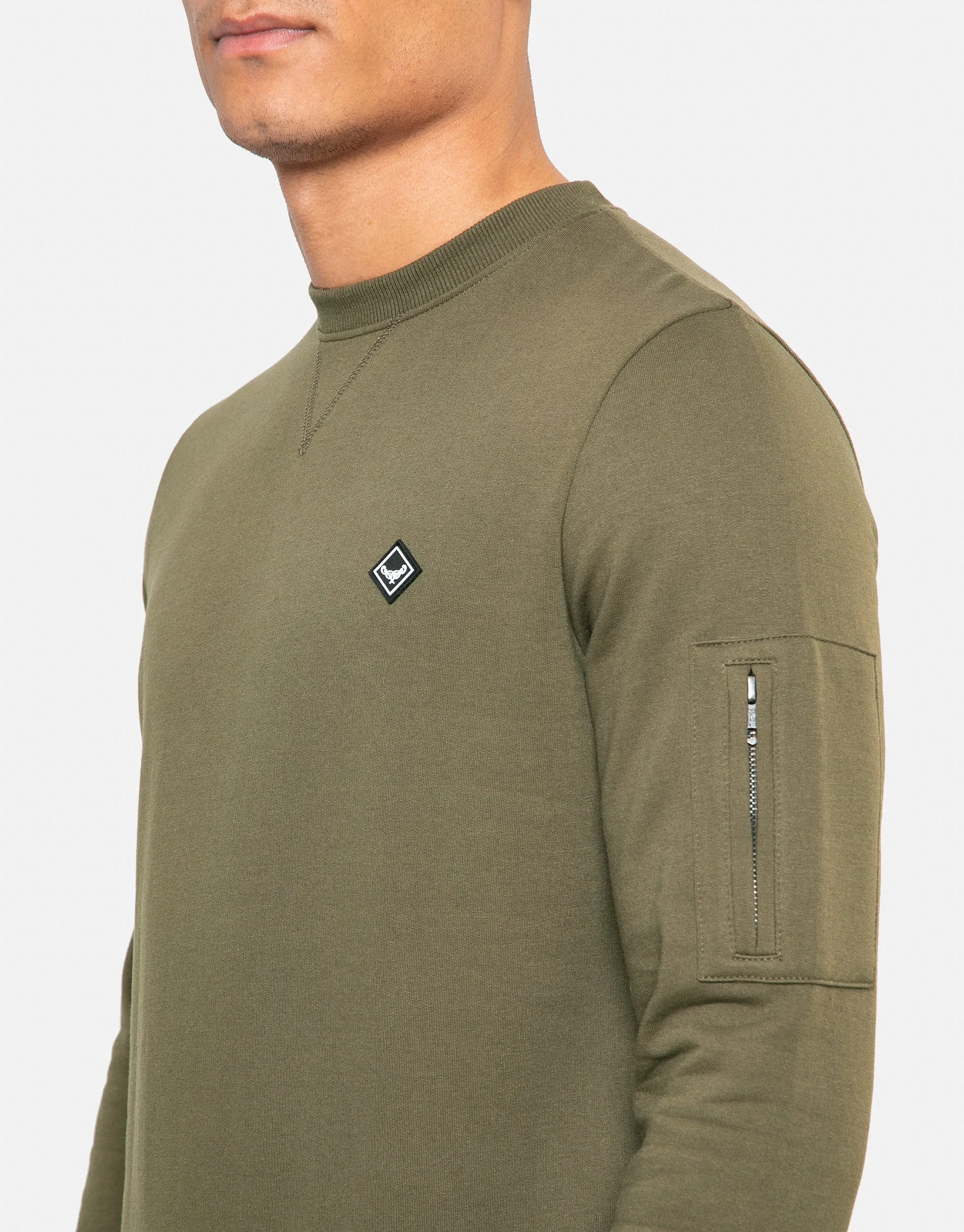 Men's Khaki Crew Neck Sweatshirt sold by Threadbare product image thumbnail 4