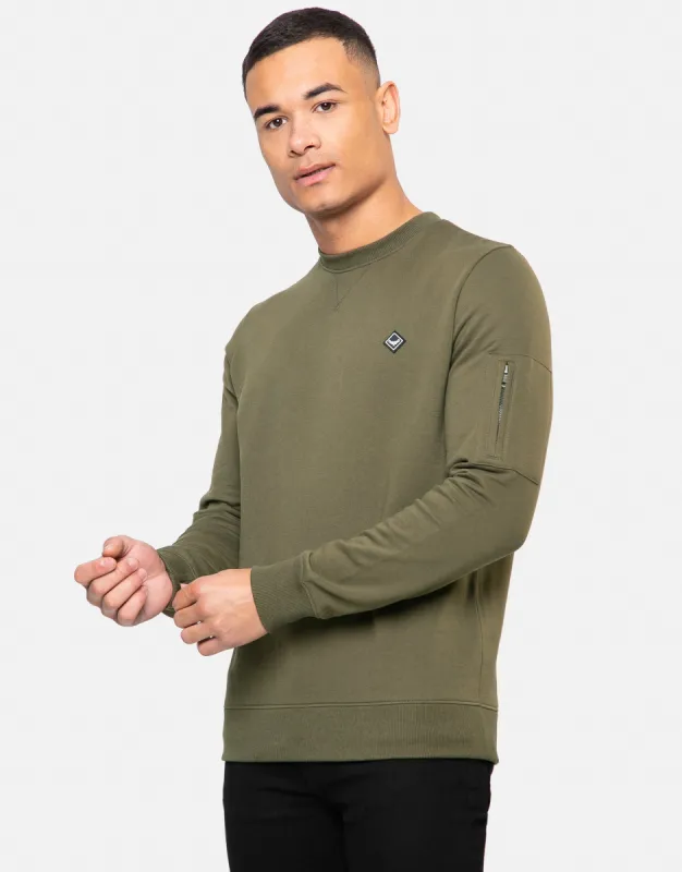 Men's Khaki Crew Neck Sweatshirt sold by Threadbare