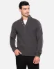 Men's Dark Grey Button Neck Jumper sold by Threadbare