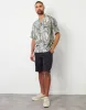 Tropical Leaf Print Revere Collar Short Sleeve Shirt sold by Threadbare