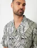 Tropical Leaf Print Revere Collar Short Sleeve Shirt sold by Threadbare