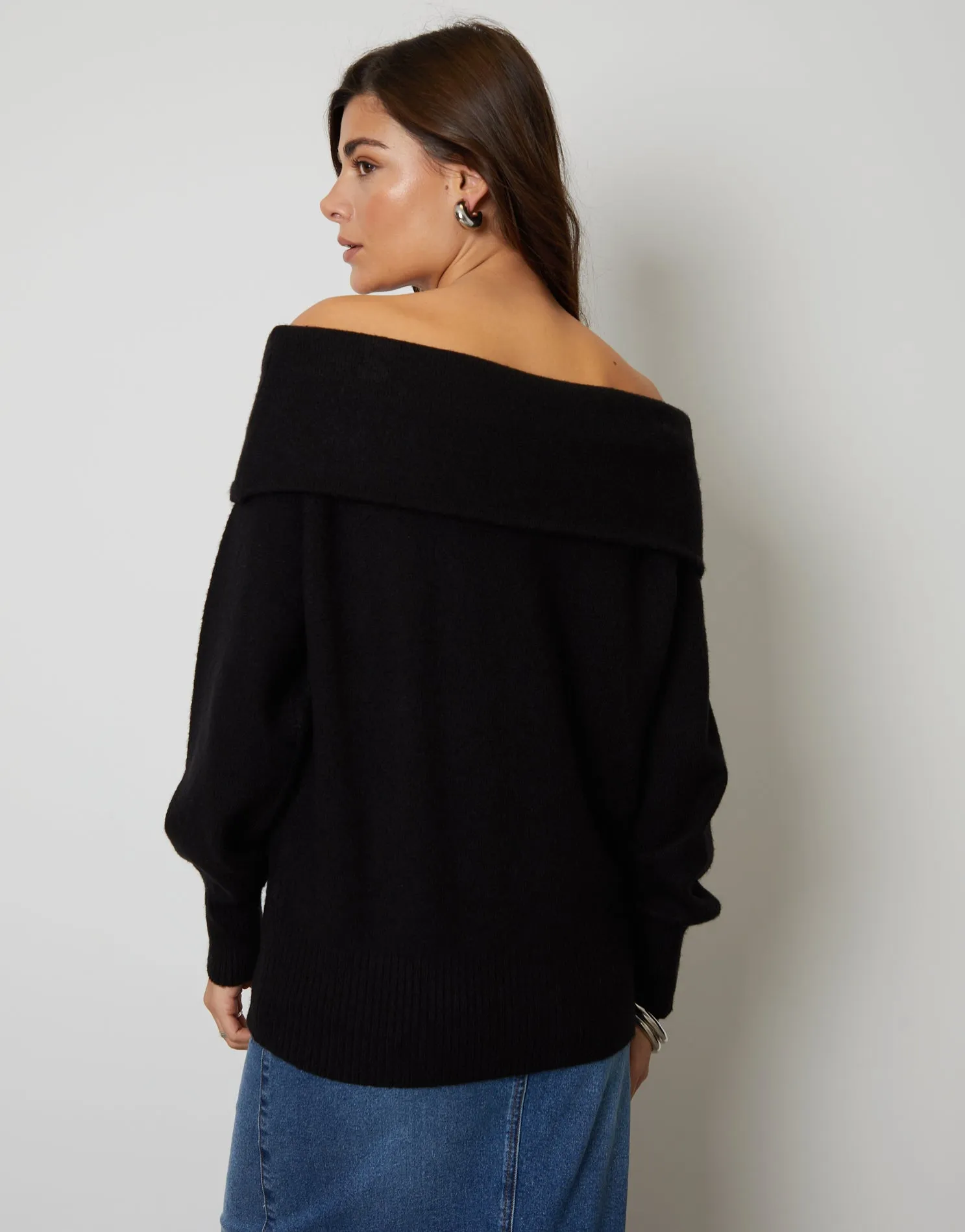 Women's Black Off The Shoulder Bardot Jumper sold by Threadbare product image thumbnail 2
