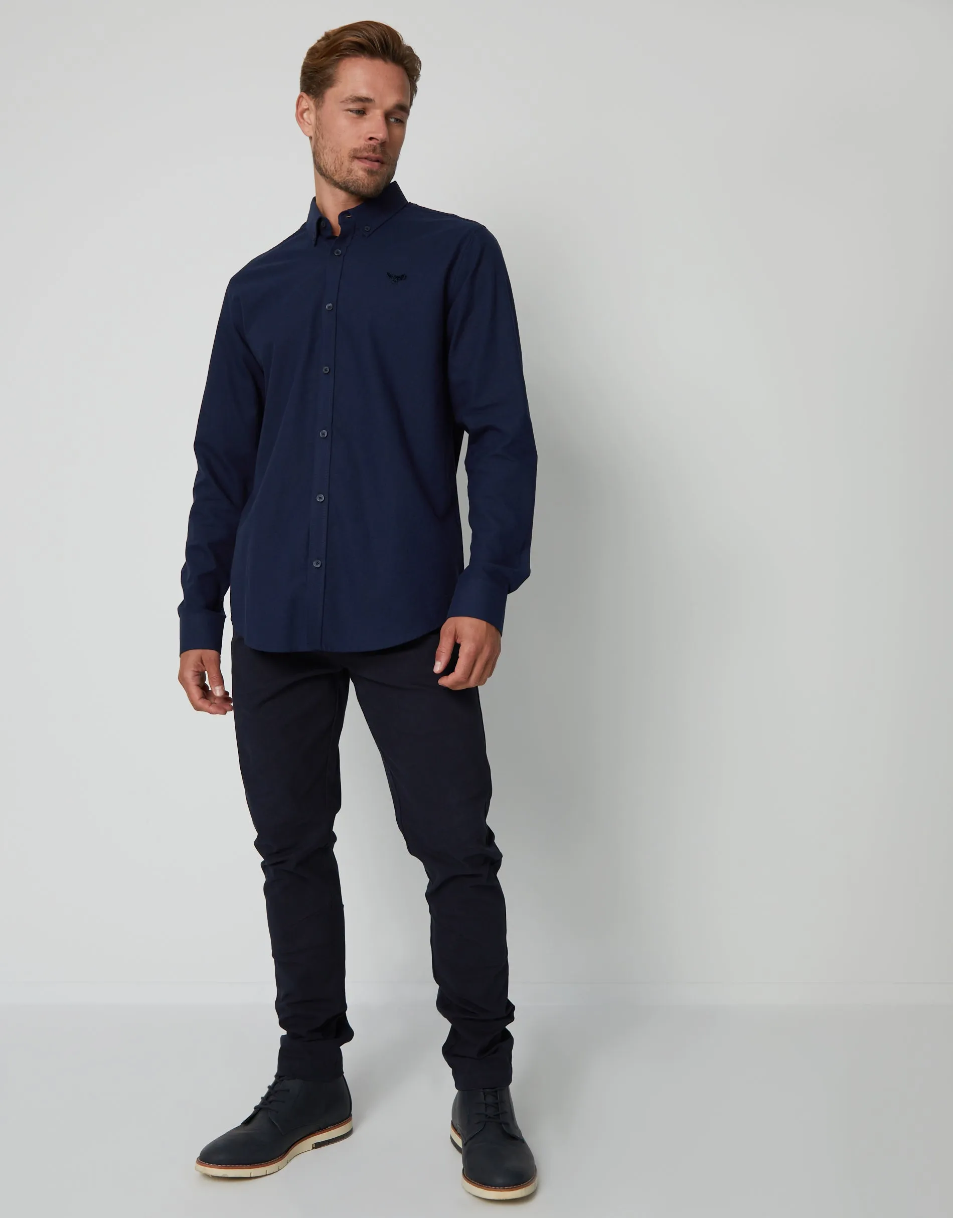 Navy Cotton Long Sleeve Shirt sold by Threadbare product image thumbnail 3