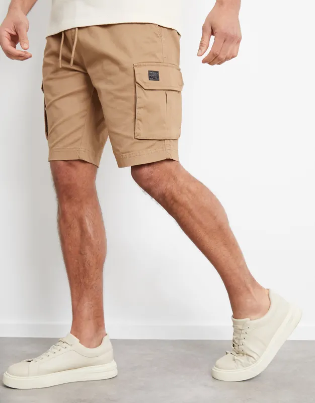 Dark Stone Jogger Style Cargo Shorts sold by Threadbare